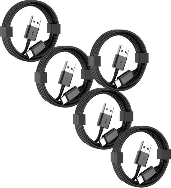 Oplaadkabel USB-A naar USB-C – 3 Meter – 5-Pack – Snelladen – Zwart-USB-Kabels-Ilumina Benelux