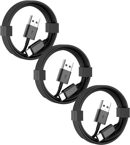 Oplaadkabel – USB-A naar USB-C kabel – 3x 3 meter – Snelladen – Geschikt voor Samsung Galaxy A-serie – Zwart-USB-Kabels-Ilumina Benelux