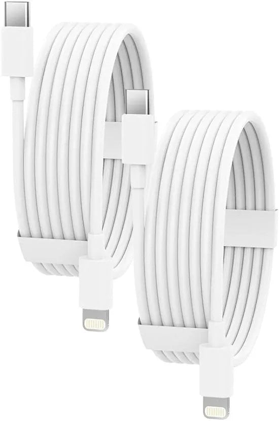 Oplaadkabel – USB-C naar Lightning – 2-Pack 1,5m – Snelladen – Geschikt voor iPhone/iPad – Wit-USB-Kabels-Ilumina Benelux