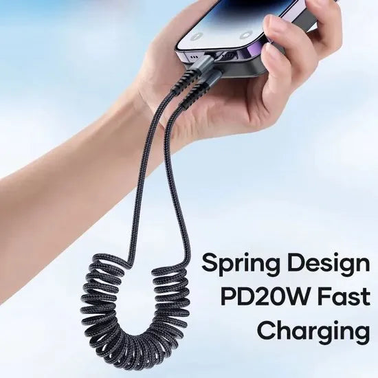 Oplaadkabel USB-C naar Lightning – Uittrekbaar 2m – 60W Super Fast Charger 2.0 – CarPlay/Android Auto – Nylon Gevlochten Zwart-USB-Kabels-Ilumina Benelux