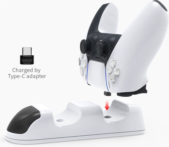 Oplaadstation – Geschikt voor PlayStation 5 – Docking Station voor 2 DualSense Controllers – LED-indicatoren – USB-C kabel-Oplaadstation controllers-Ilumina Benelux