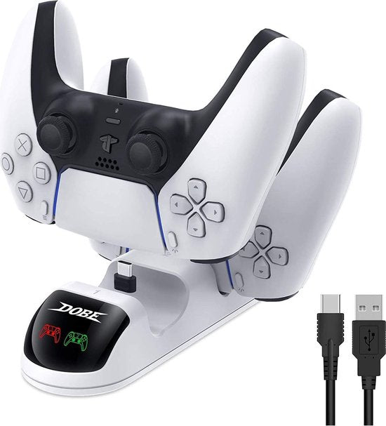 Oplaadstation – Geschikt voor PlayStation 5 – Docking Station voor 2 DualSense Controllers – LED-indicatoren – USB-C kabel-Oplaadstation controllers-Ilumina Benelux