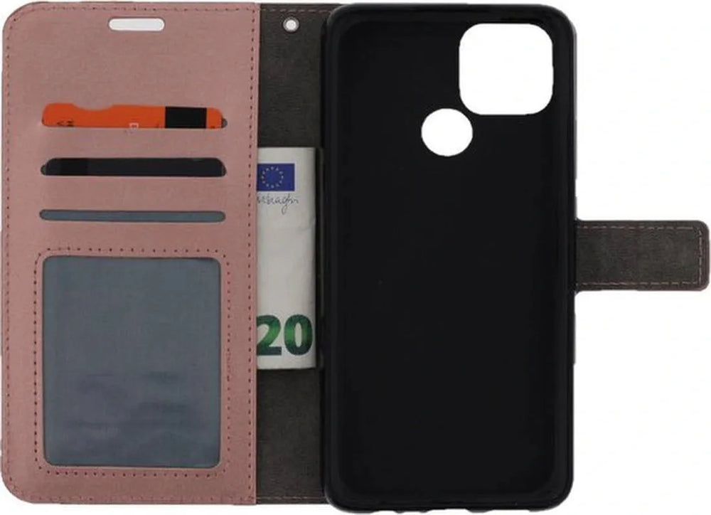Oppo A15 Hoesjes – Portemonnee Hoes – Pasjeshouder – 2x Screenprotector – Roségoud-Ilumina Benelux