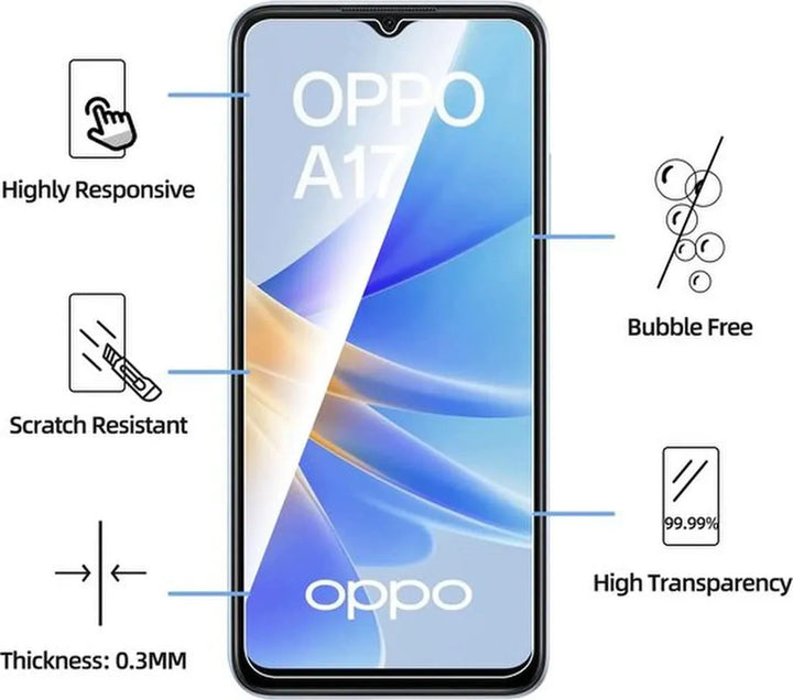 Oppo A17 Hoesjes – Siliconen Backcover – Schokbestendig – Transparant – Inclusief 2x Screenprotector-Ilumina Benelux
