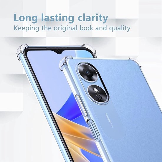 Oppo A17 Hoesjes – Siliconen Backcover – Schokbestendig – Transparant – Inclusief 2x Screenprotector-Ilumina Benelux