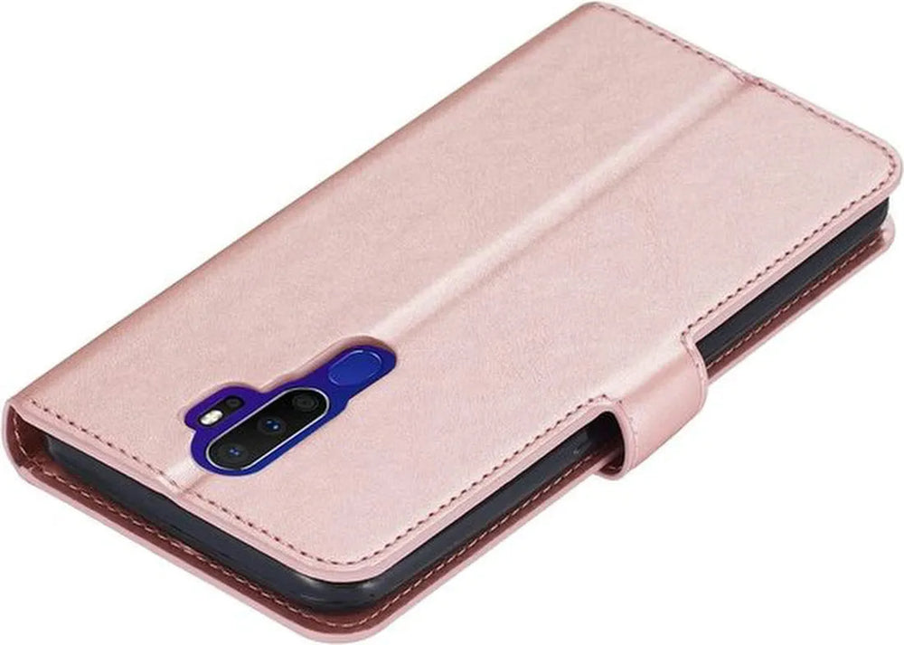 Oppo A5 2020/A9 2020 Hoesjes – Portemonnee Bookcase – Magneetsluiting – Inclusief Screenprotector – Roségoud-Ilumina Benelux