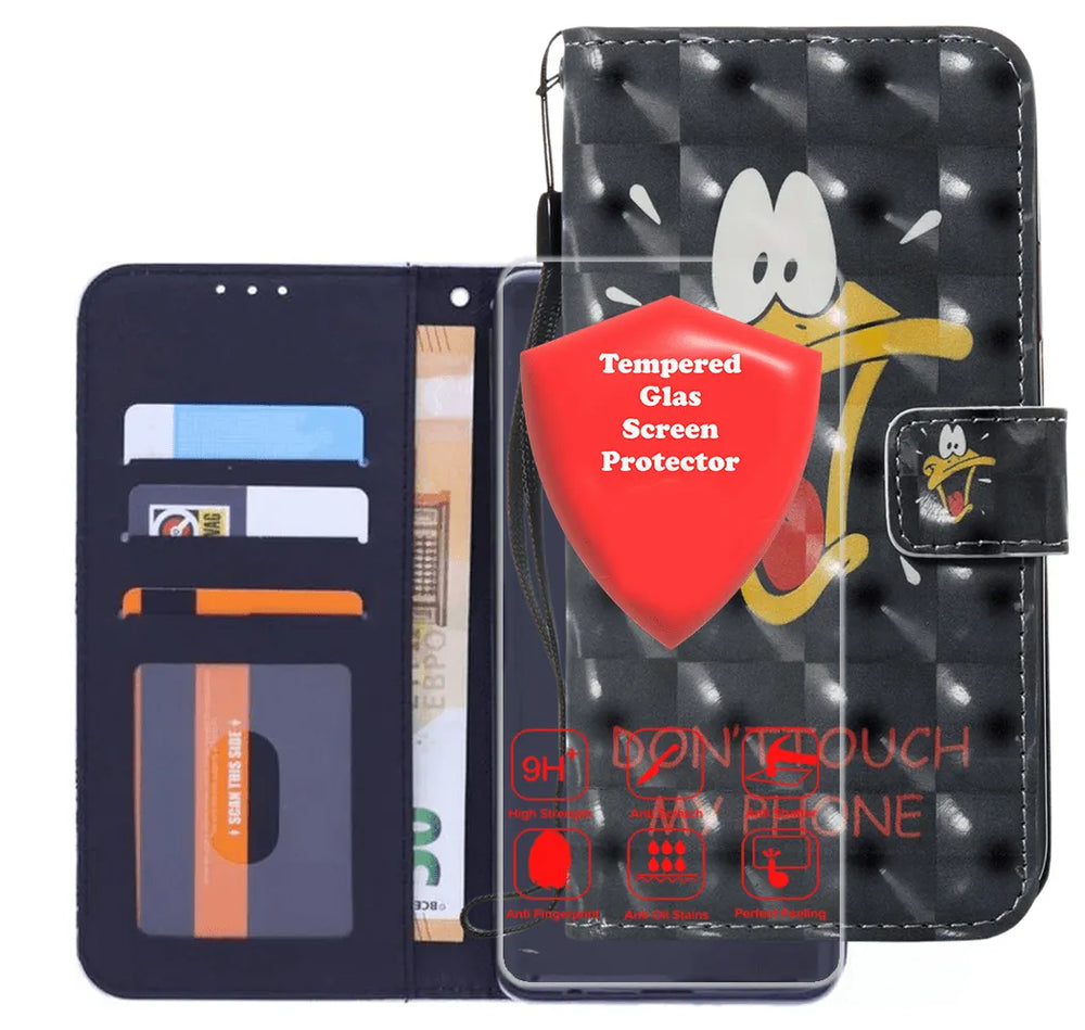 Oppo A73 5G Hoesjes – Bookcase – 3D Duck Print – Magneetsluiting – Inclusief 2x Screenprotector-Ilumina Benelux