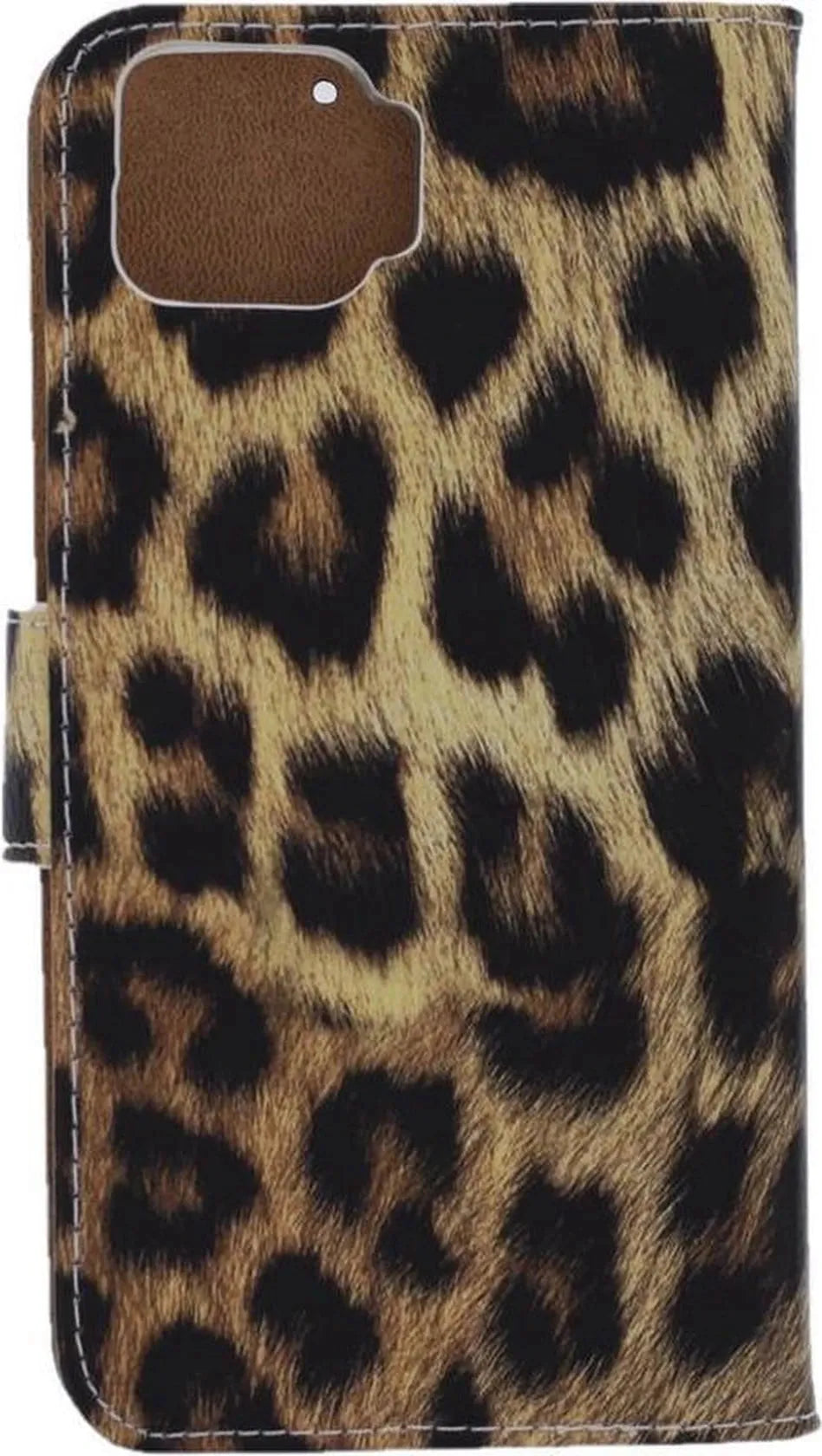 Oppo A73 Hoesjes – Portemonnee Hoes – Pasjeshouder – Luipaardprint – Zwart/Beige-Ilumina Benelux