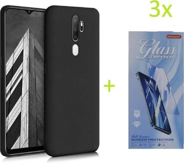 Oppo Find X2 Hoesjes – TPU Siliconen Backcover – Inclusief 3x Screenprotector – Schokbestendig – Zwart-Ilumina Benelux