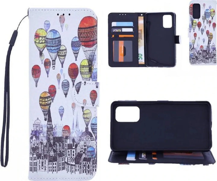 Oppo Find X2 Pro Hoesjes – Bookcase – Print Air Balloon – Pasjeshouder – Magneetsluiting – Multicolor-Ilumina Benelux