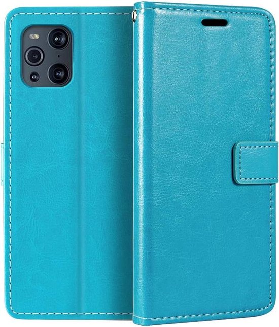 Oppo Find X3 Pro Hoesjes – Portemonnee Hoes – Pasjeshouder – 3x Screenprotector – Turquoise-Ilumina Benelux