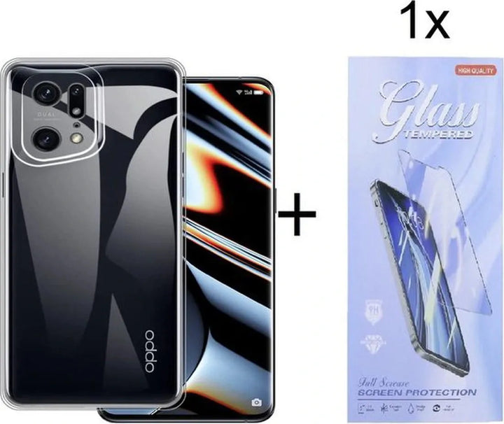 Oppo Find X5 Hoesjes – Siliconen Backcover – Transparant – Incl. Screenprotector Gehard Glas – Anti-kras-Ilumina Benelux
