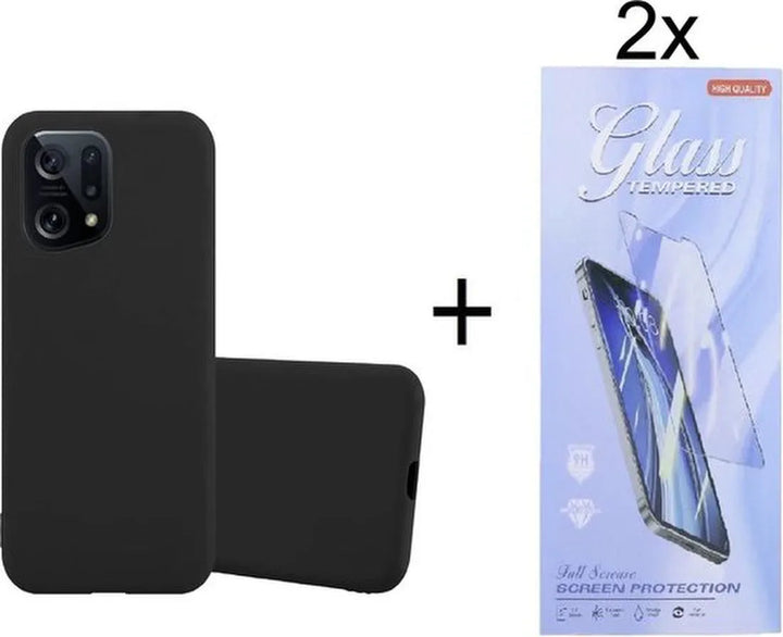 Oppo Find X5 Hoesjes – Siliconen Backcover – Zwart – Inclusief 2x Screenprotector Gehard Glas – Anti-kras-Ilumina Benelux