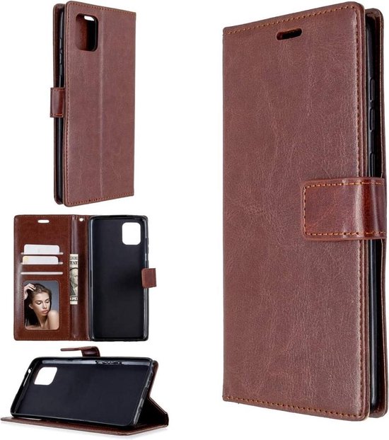 Oppo Reno 4 5G Hoesjes – Bookcase Portemonnee Hoes – Magneetsluiting – Pasjeshouder – Bruin-Ilumina Benelux