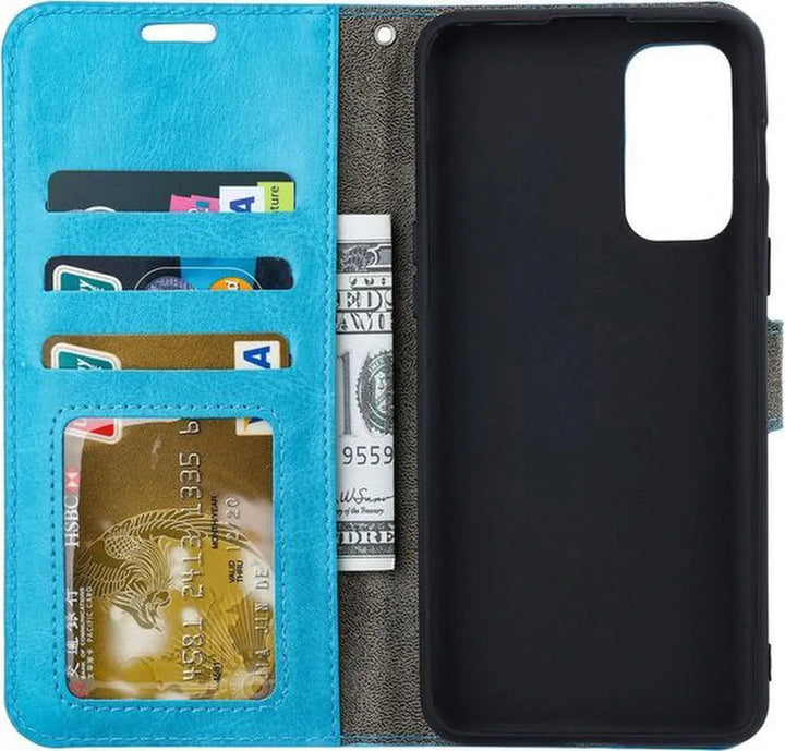 Oppo Reno6 5G Hoesjes – Portemonnee Hoes – Pasjeshouder – Inclusief 3x Screenprotector – Turquoise-Ilumina Benelux