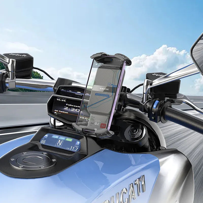 Fiets Telefoonhouder - 360° Draaibare Smartphone Houder - Universele GSM Houder voor Fiets & Step - Schokabsorberend