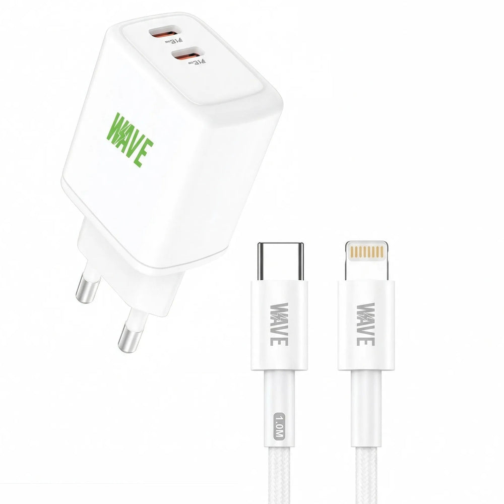 GaN Snellader 35W met 2x USB-C Poorten + USB-C naar Lightning Kabel 1 Meter-Ilumina Benelux