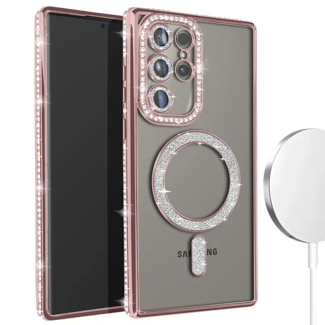 Samsung Galaxy S26 Ultra Hoesjes - MagSafe - Glitter Sparkle - Backcover - Rosegoud-Ilumina Benelux