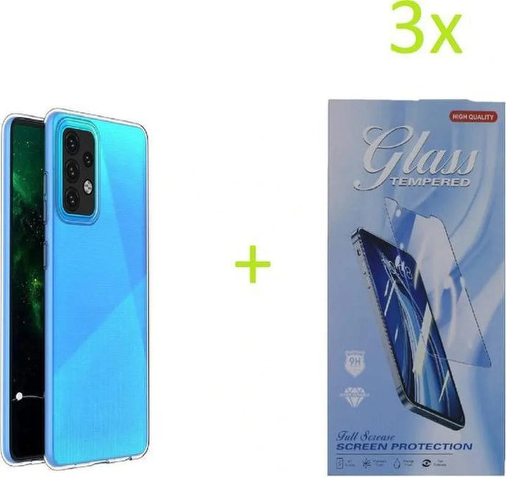 Realme 7 Hoesjes – Transparante TPU Siliconen Backcover – Soft Case – Inclusief 3x Screenprotector Gehard Glas-Ilumina Benelux