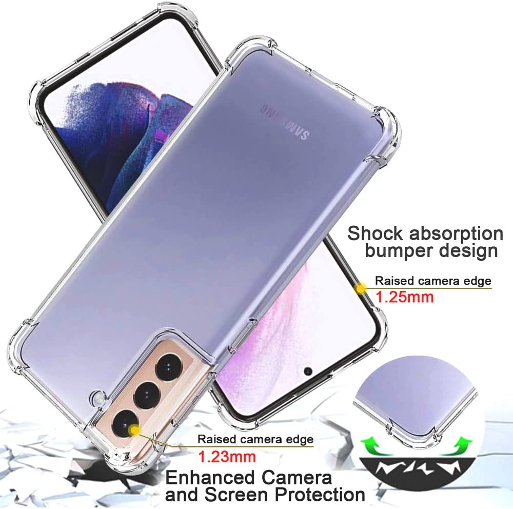 Samsung Galaxy S21 Hoesjes – Siliconen TPU Backcover – Schokbestendig – Inclusief 2x Screenprotector – Transparant-Ilumina Benelux