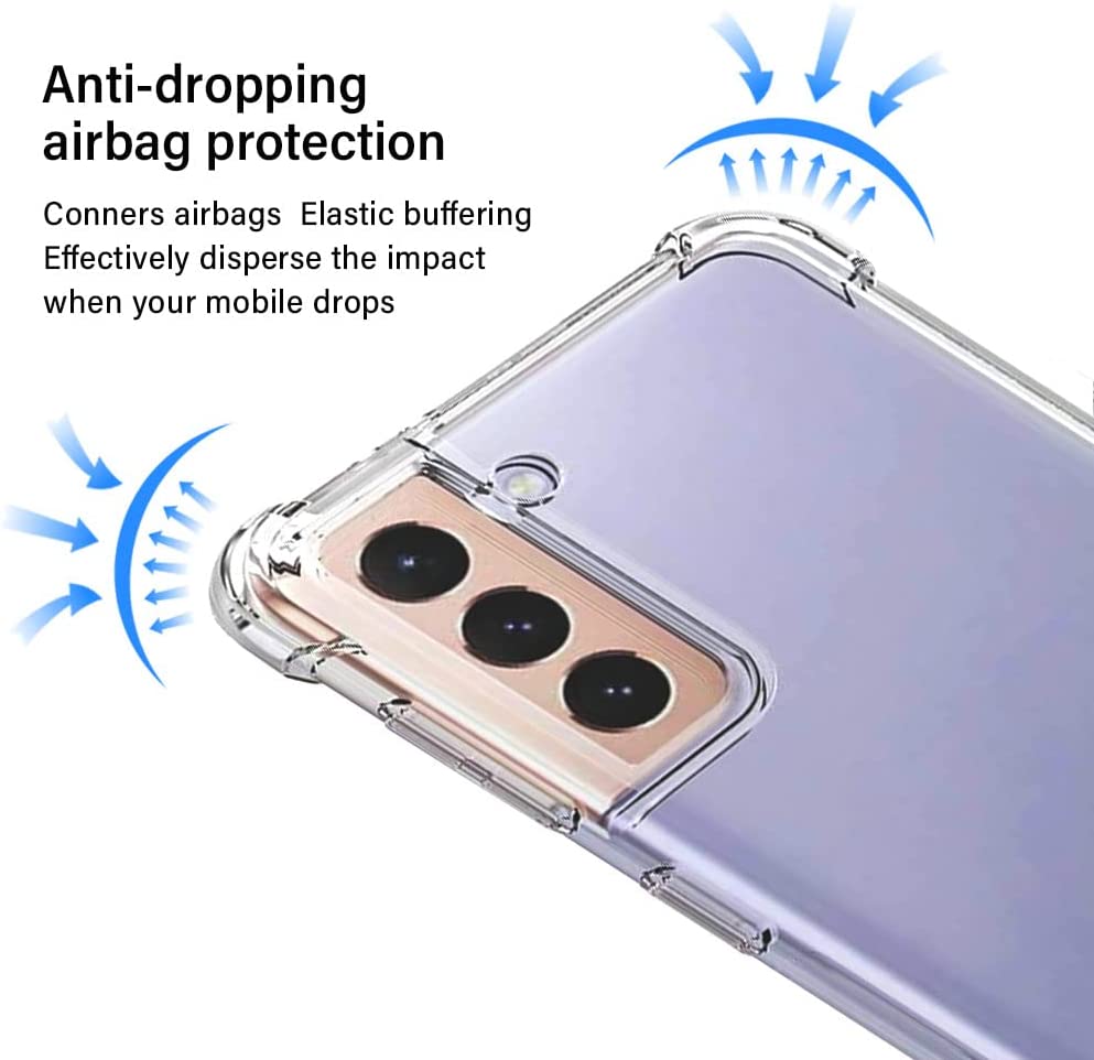 Samsung Galaxy S21 Hoesjes – Siliconen TPU Backcover – Schokbestendig – Inclusief 2x Screenprotector – Transparant-Ilumina Benelux