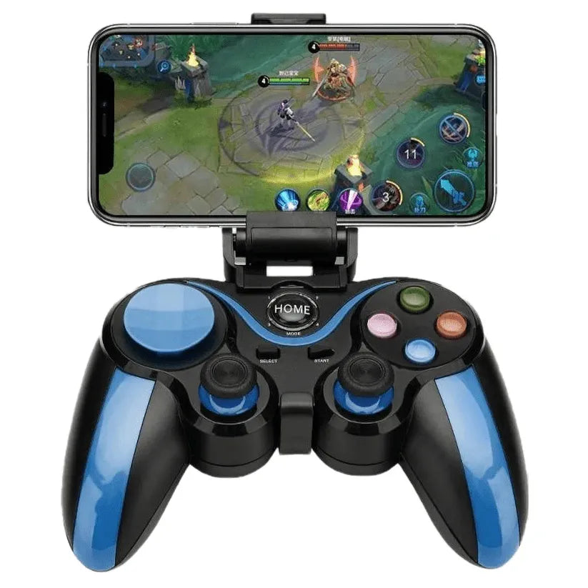 Draadloze Game Controller – Bluetooth Gamepad voor iOS, Android & PC – Telefoonhouder – Blauw/Zwart