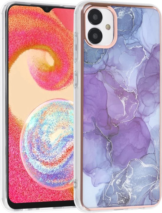 Samsung Galaxy A04 Hoesjes – TPU Backcover – Marmer Design – Paars-Ilumina Benelux