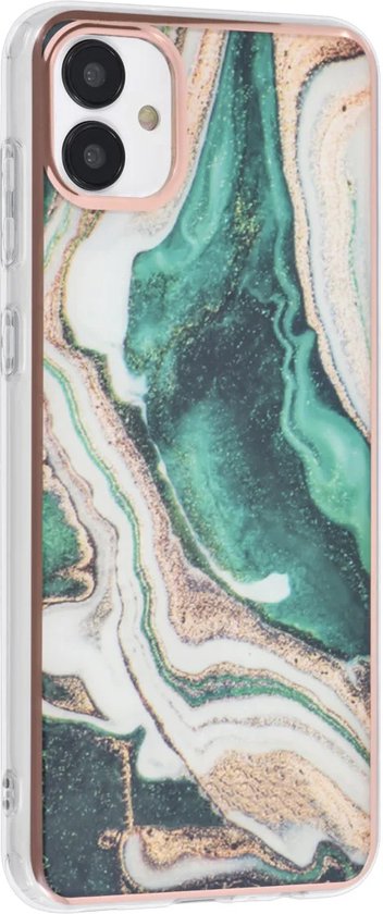 Samsung Galaxy A04E Hoesjes – TPU Backcover – Marmer Design – Groen-Ilumina Benelux