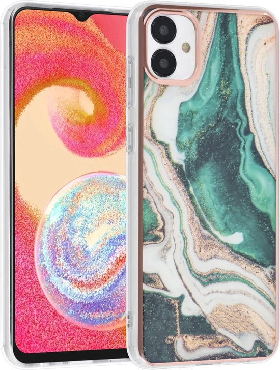Samsung Galaxy A04E Hoesjes – TPU Backcover – Marmer Design – Groen-Ilumina Benelux