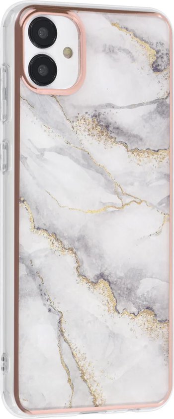 Samsung Galaxy A04E Hoesjes – TPU Backcover – Marmer Design – Wit-Ilumina Benelux