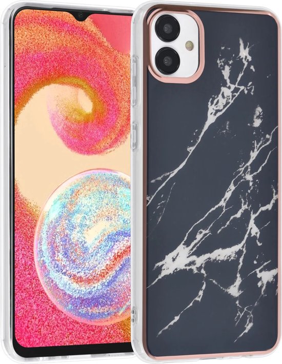 Samsung Galaxy A04E Hoesjes – TPU Backcover – Marmer Design – Zwart-Ilumina Benelux