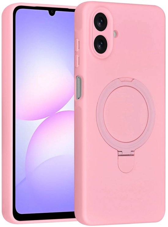 Samsung Galaxy A07 Hoesjes – Siliconen Backcover – Schokbestendig – Ringstandaard – Sakura Pink-Ilumina Benelux