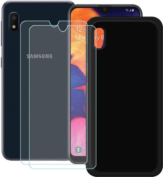 Samsung Galaxy A10 Hoesjes – Siliconen TPU Backcover – Soft Grip – Incl. 2x Screenprotector – Zwart-Ilumina Benelux