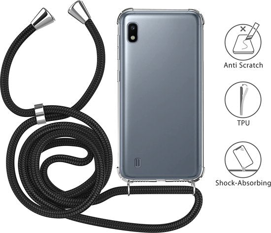Samsung Galaxy A10 Hoesjes – Transparante Backcover met Koord – Schokbestendig – Doorzichtig-Ilumina Benelux