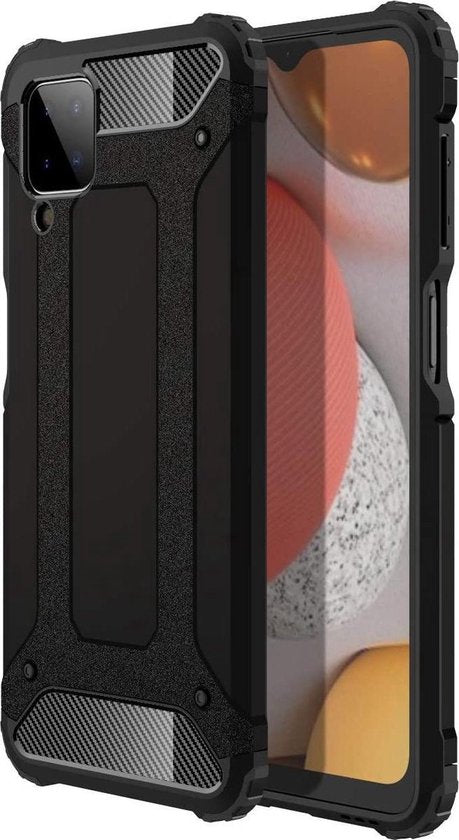 Samsung Galaxy A12 Hoesjes – Heavy Duty Armor Backcover – Schokbestendig – Extra Bescherming – Zwart-Ilumina Benelux