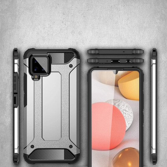 Samsung Galaxy A12 Hoesjes – Heavy Duty Armor Backcover – Schokbestendig – Goud-Ilumina Benelux