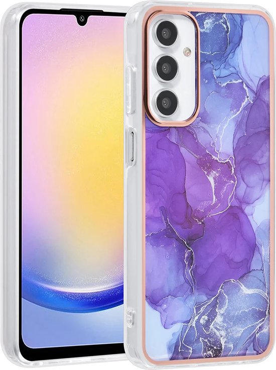 Samsung Galaxy A14 Hoesjes – TPU Backcover – Marmer Design – Paars-Ilumina Benelux