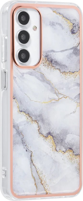 Samsung Galaxy A14 Hoesjes – TPU Backcover – Marmer Design – Wit-Ilumina Benelux