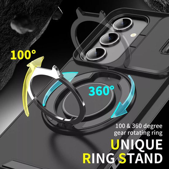 Samsung Galaxy A15 Hoesjes – Hybrid Backcover met Ringstand – MagSafe Compatibel – Schokbestendig – Oranje-Ilumina Benelux