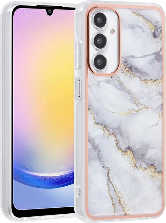 Samsung Galaxy A15 Hoesjes – TPU Backcover – Marmer Design – Wit-Ilumina Benelux