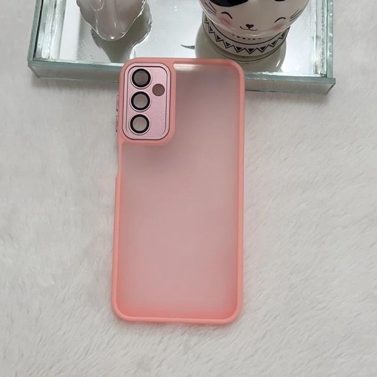 Samsung Galaxy A15 Hoesjes – Transparante Siliconen Backcover – Camera Bescherming – Bumper – Roze-Ilumina Benelux