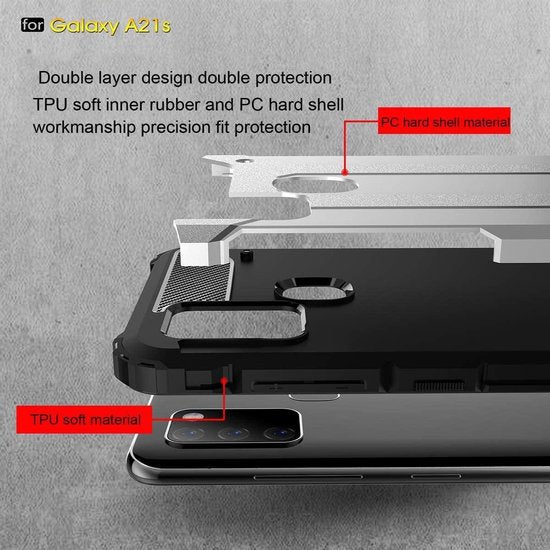 Samsung Galaxy A21S Hoesjes – Heavy Duty Armor Backcover – Schokbestendig – Roségoud-Ilumina Benelux