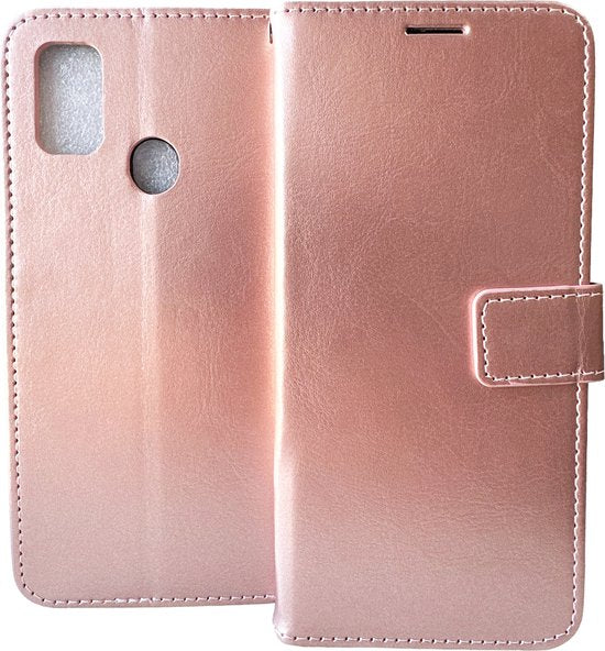Samsung Galaxy A21S Hoesjes – Portemonnee Hoes – Magneetsluiting – Pasjeshouder – Roségoud-Ilumina Benelux