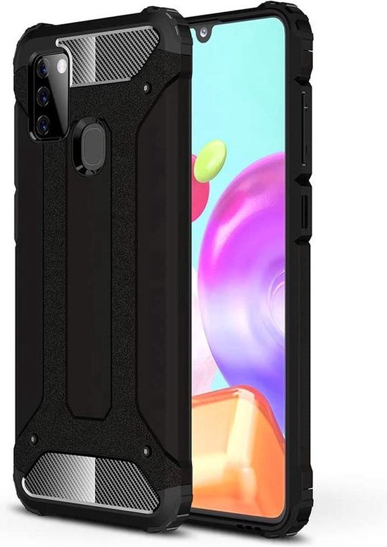 Samsung Galaxy A21S Hoesjes – Shockproof Hybride Backcover – Dual Layer Armor Case – Extra Stevig – Zwart-Ilumina Benelux
