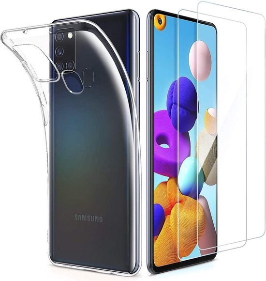 Samsung Galaxy A21S Hoesjes – Transparante Siliconen Backcover – Soft Case – Inclusief Screenprotector-Ilumina Benelux