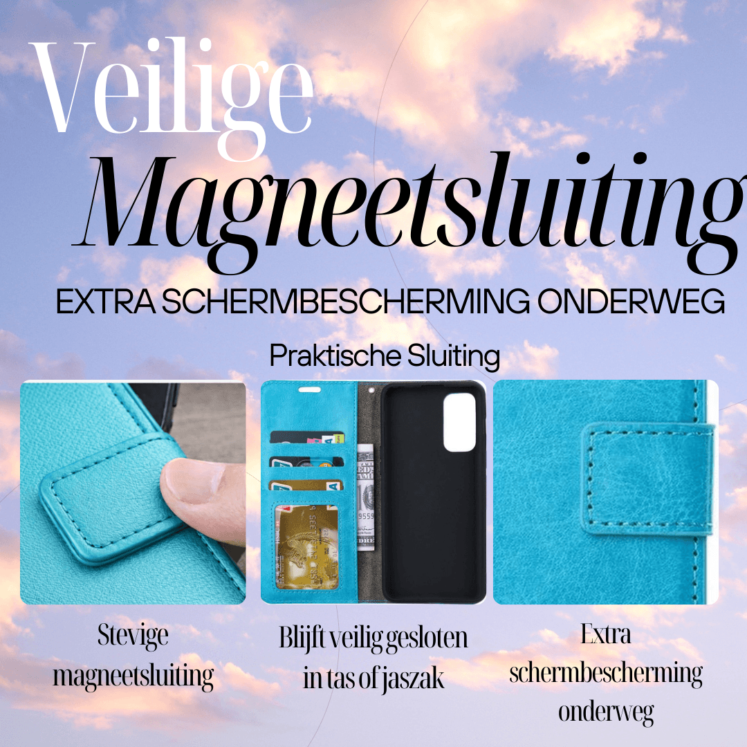 iPhone 13 Pro Hoesjes – Portemonnee Book Case – Pasjeshouder – Magneetsluiting – Turquoise