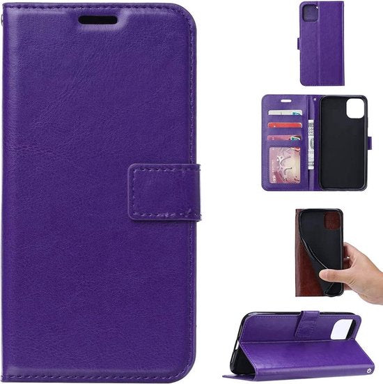 Samsung Galaxy A22 5G Hoesjes – Portemonnee Bookcase – Magneetsluiting – 2x Gehard Glas Screenprotector – Paars-Ilumina Benelux