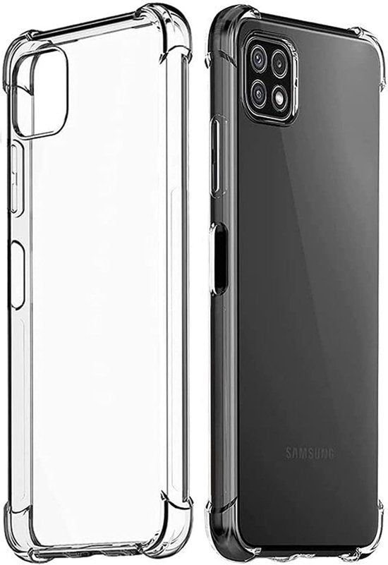 Samsung Galaxy A22 5G Hoesjes – Schokbestendige Siliconen Backcover – Transparant – Inclusief 3x Screenprotector-Ilumina Benelux