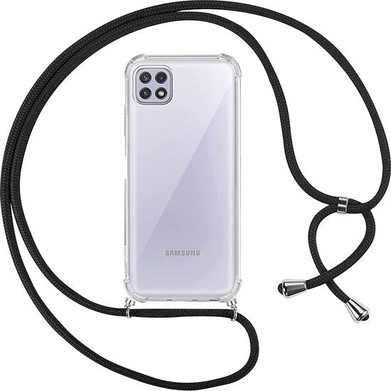 Samsung Galaxy A22 5G Hoesjes – Transparante Backcover met Koord – Schokbestendig – Doorzichtig-Ilumina Benelux