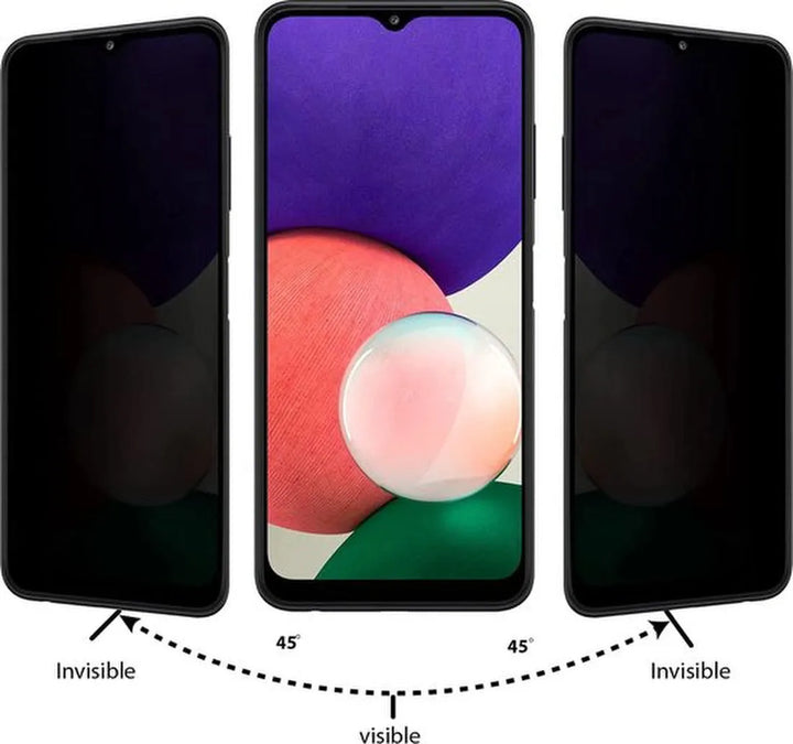 Samsung Galaxy A22 5G – Privacy Full Cover – 9H Gehard Glas – 4-Pack-Ilumina Benelux
